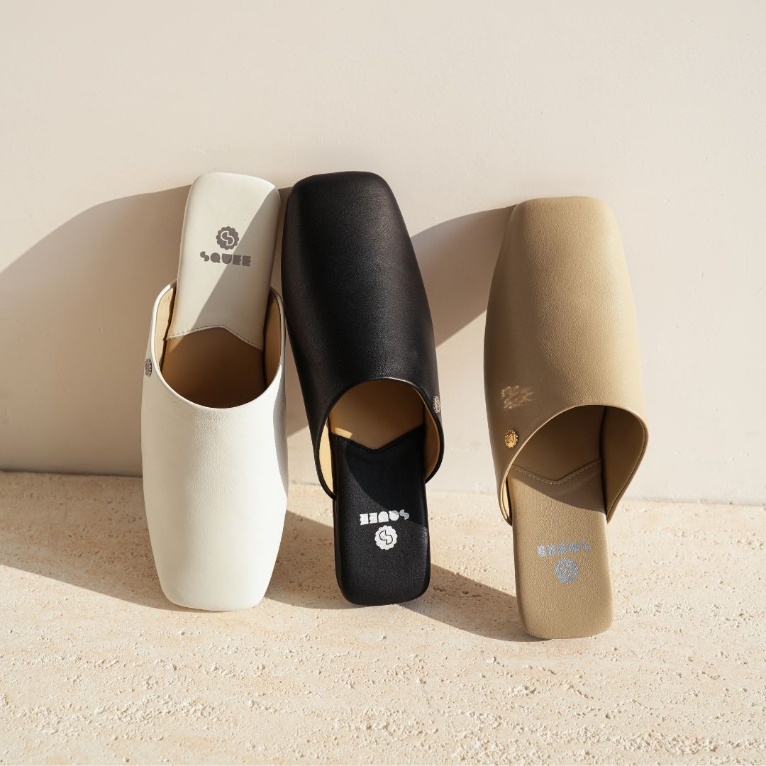 Square-Toe Slip On Mules