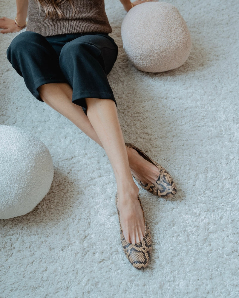 Embossed Python Prints Low Wedge Flats