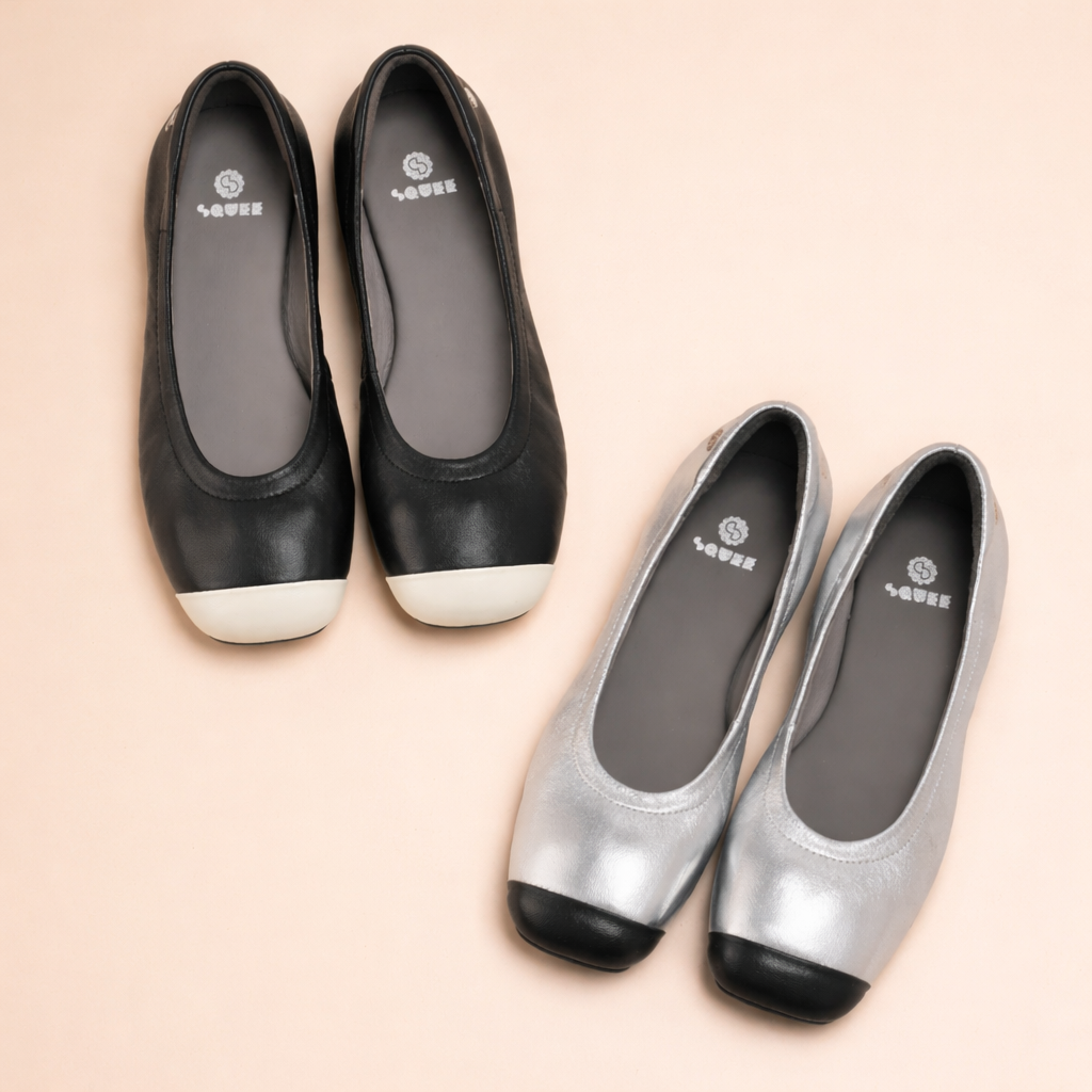 Duo Tone Square Toe Flats