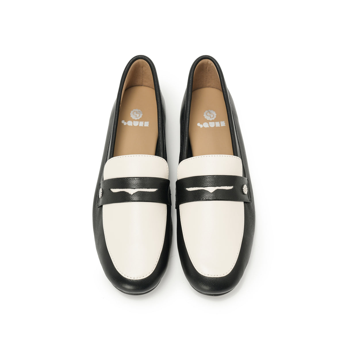 Almond-Toe Penny Loafers - Black Ivory
