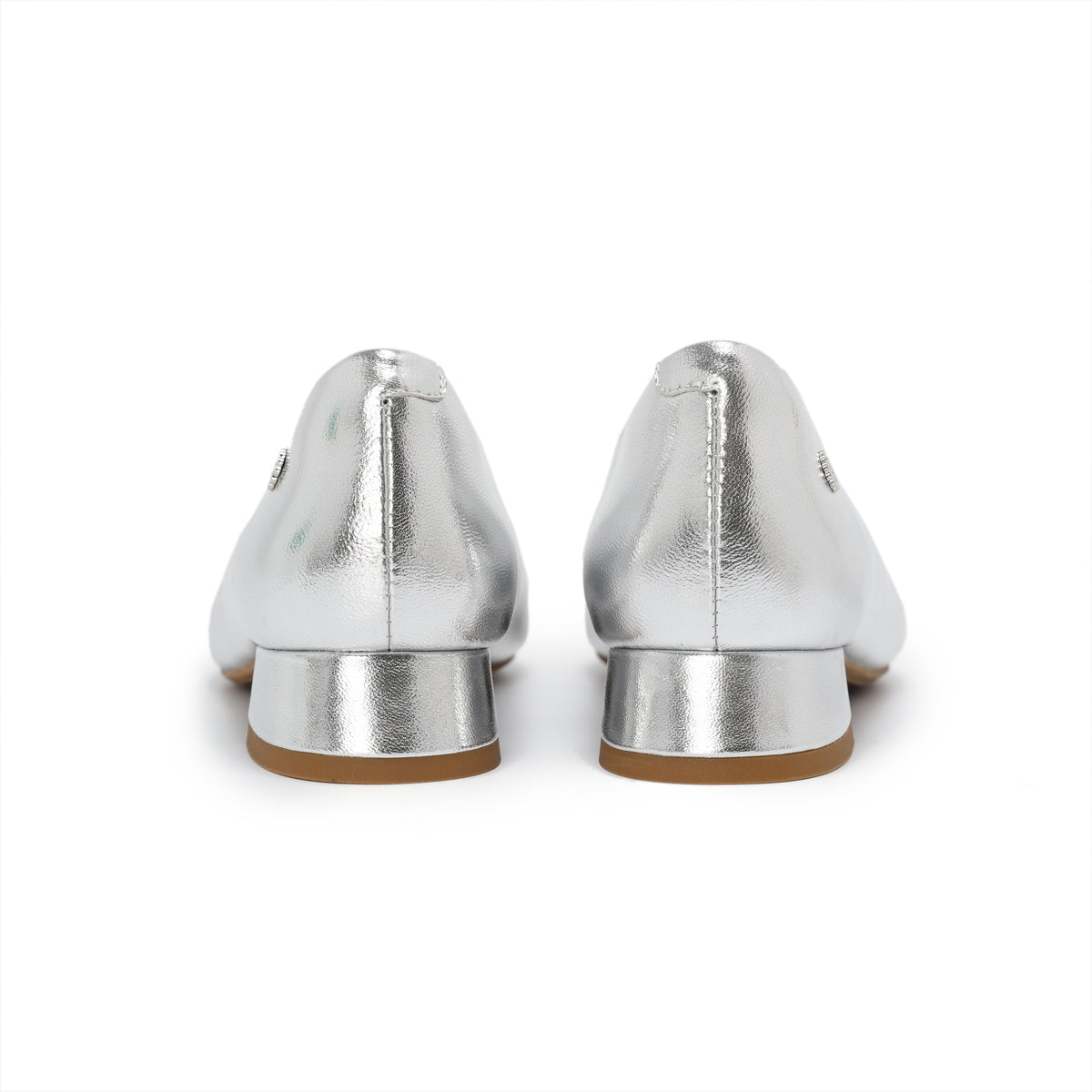 Pointed-Toe Block Heel Pumps - Silver