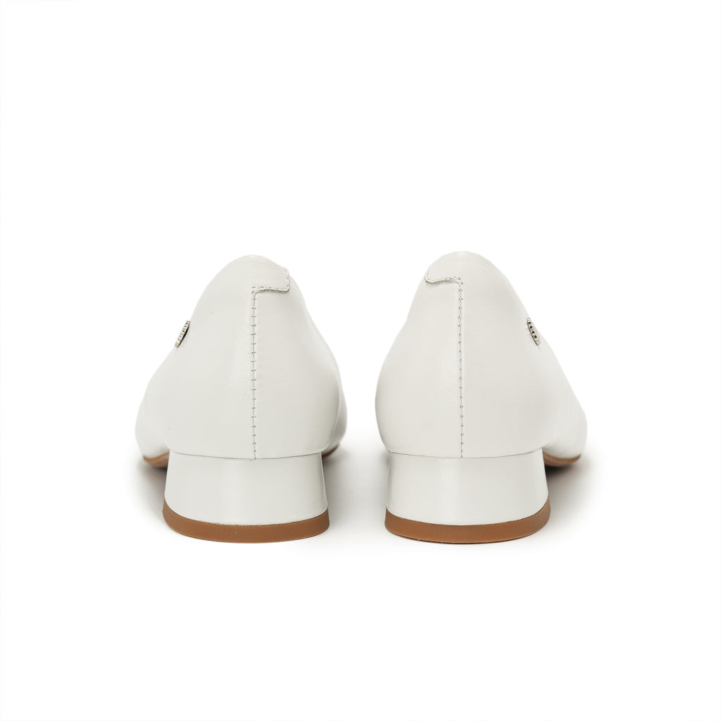 Pointed-Toe Block Heel Pumps - White