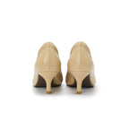 Pointed-Toe Low Heel Pumps - Nude