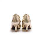 Pointed-Toe Low Heel Pumps – Gold