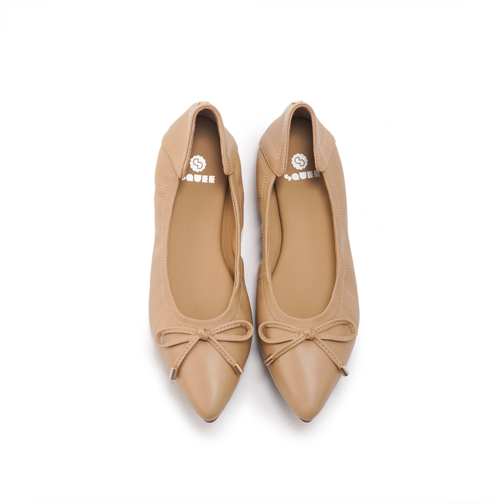 Pointed-Toe Ballet Flats - Nude