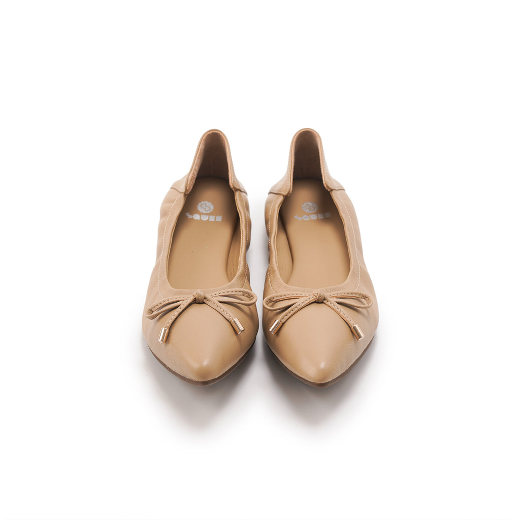 Pointed-Toe Ballet Flats - Nude