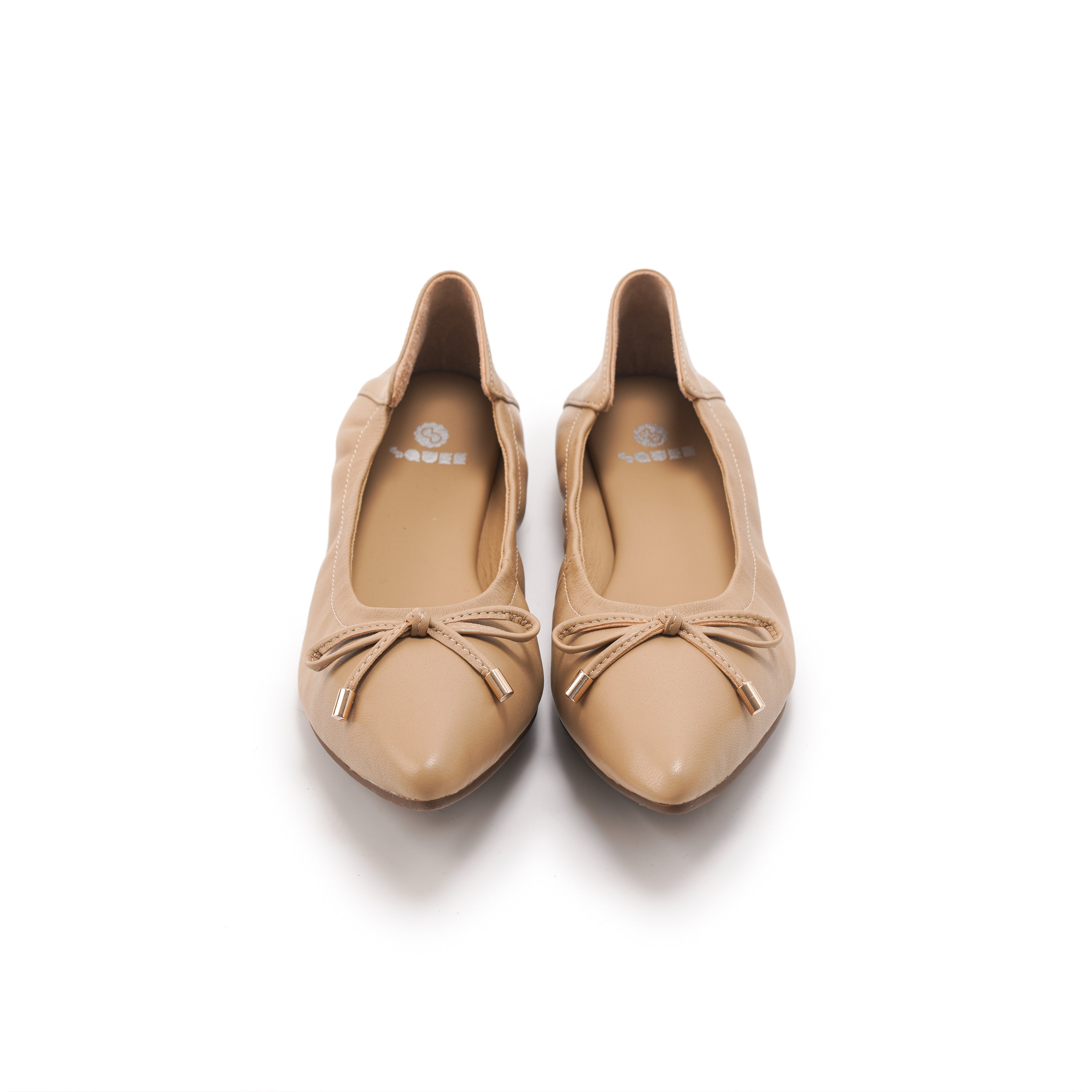 Pointed-Toe Ballet Flats - Nude