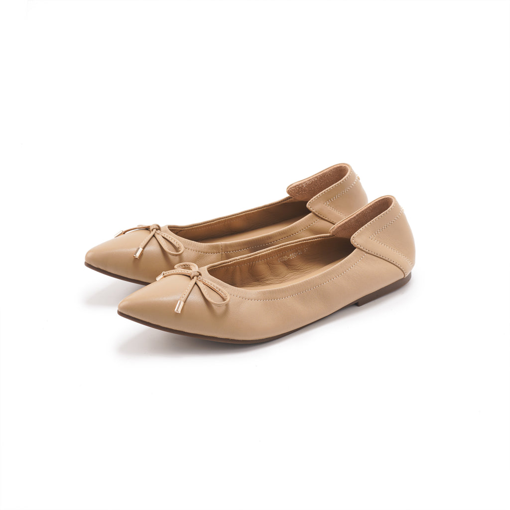 Pointed-Toe Ballet Flats - Nude