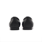 Duo Tone Square Toe Flats - Black