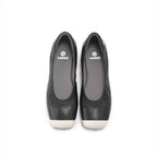 Duo Tone Square Toe Flats - Black