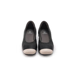 Duo Tone Square Toe Flats - Black