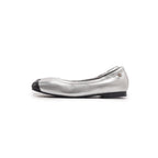 Duo Tone Square Toe Flats - Silver