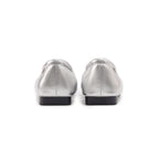 Duo Tone Square Toe Flats - Silver