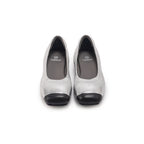 Duo Tone Square Toe Flats - Silver