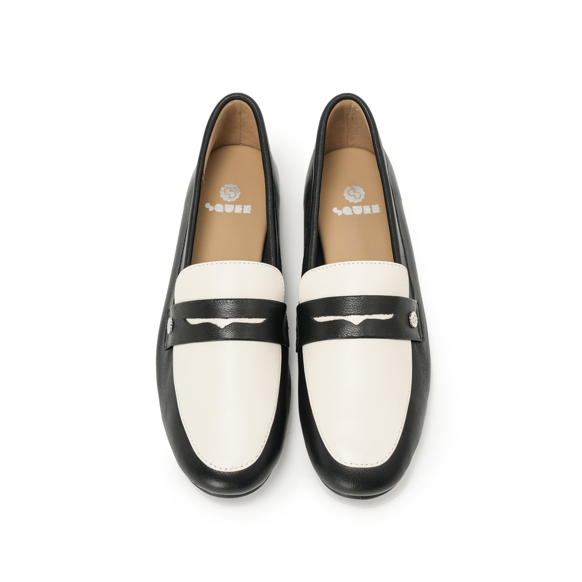 Almond-Toe Penny Loafers - Black Ivory