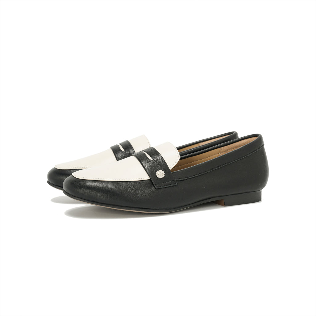 Almond-Toe Penny Loafers - Black Ivory
