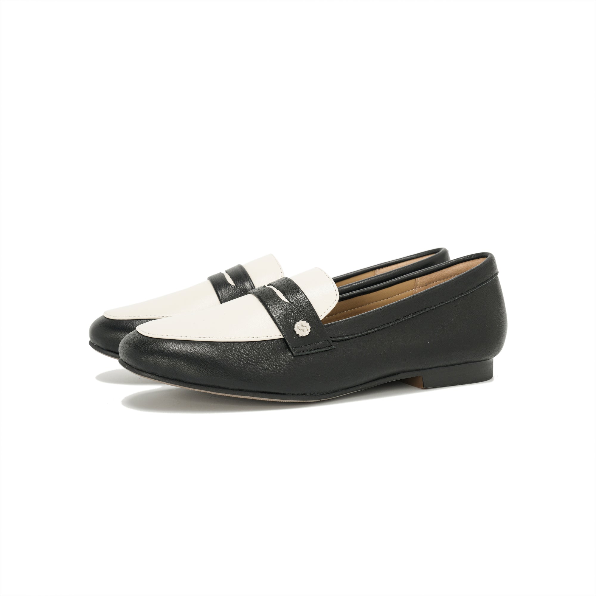 Almond-Toe Penny Loafers - Black Ivory