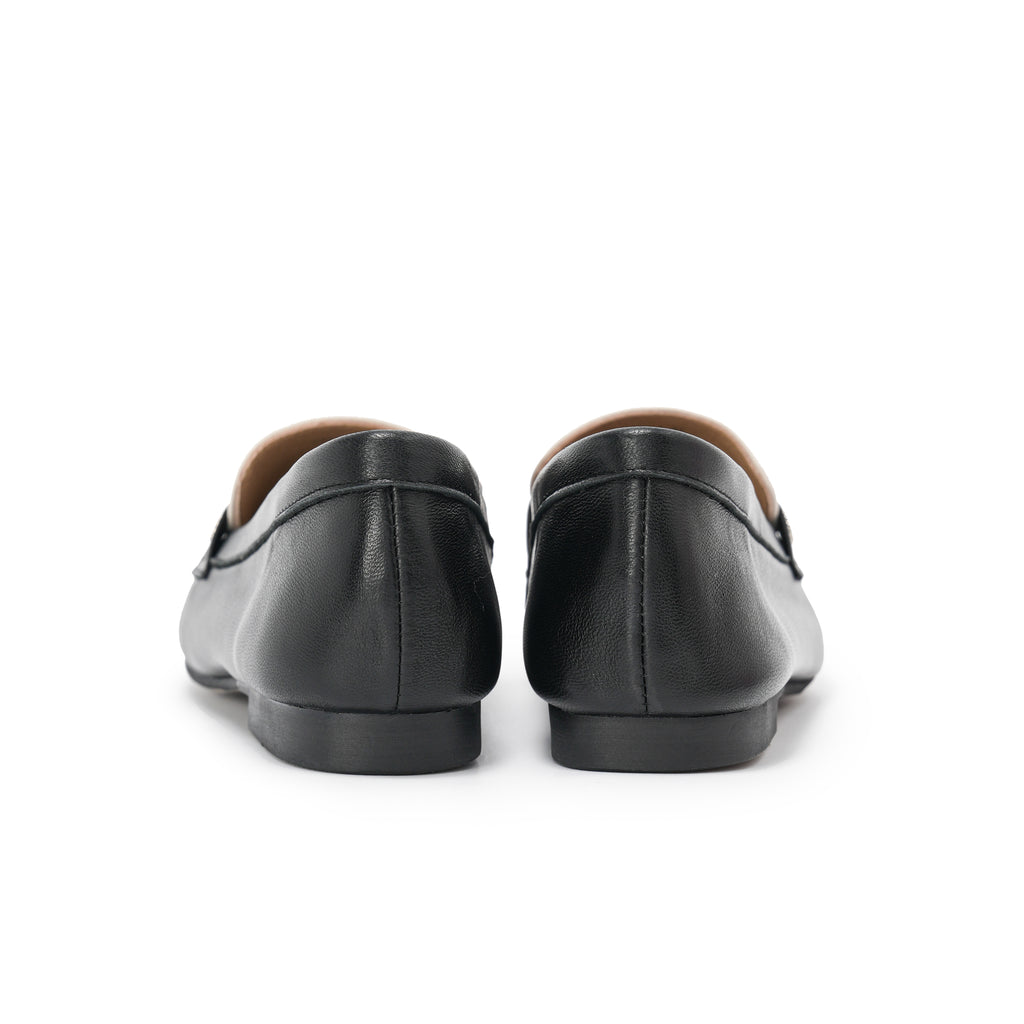 Almond-Toe Penny Loafers - Black Ivory