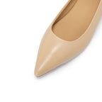 Pointed-Toe Block Heel Pumps - Nude