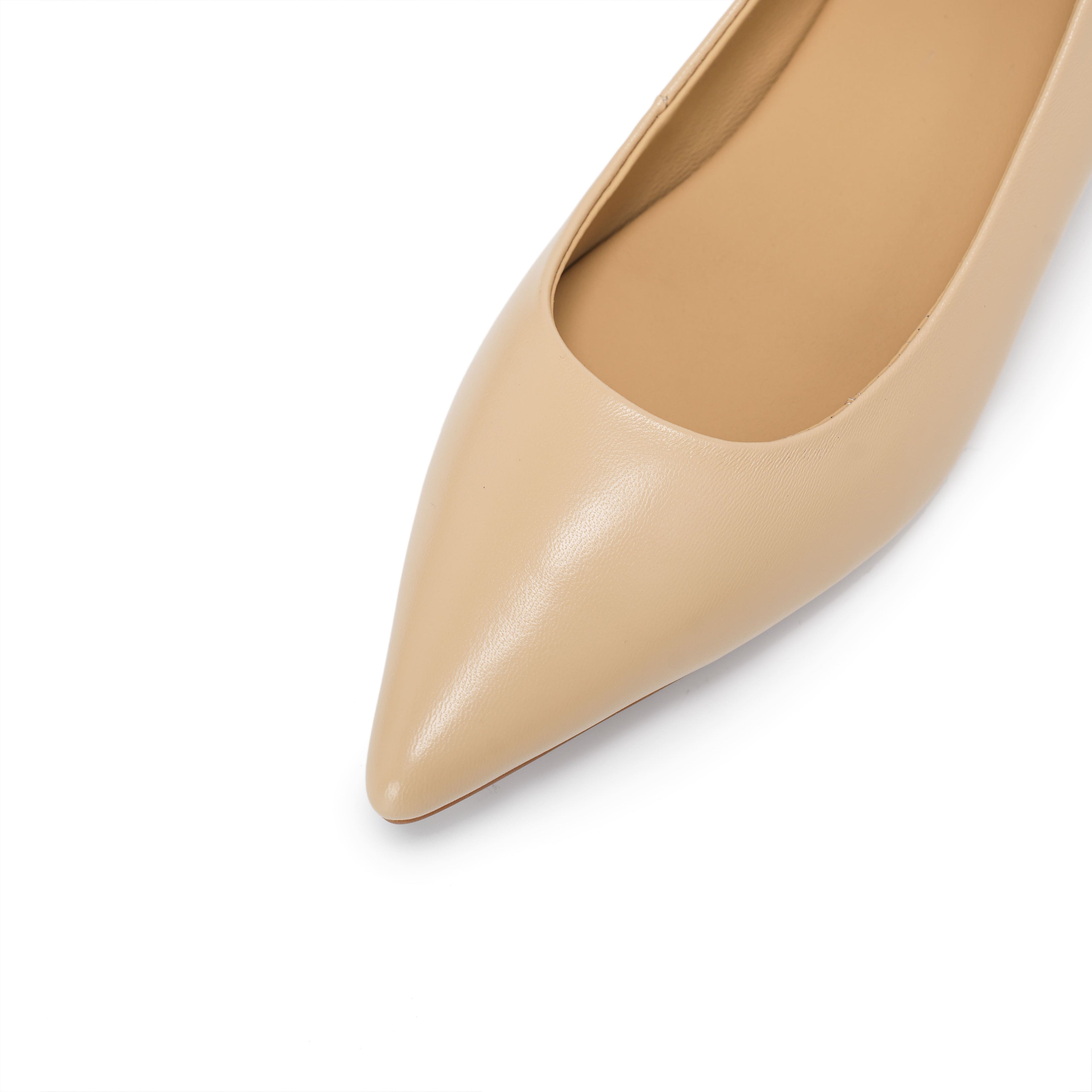 Pointed-Toe Block Heel Pumps - Nude