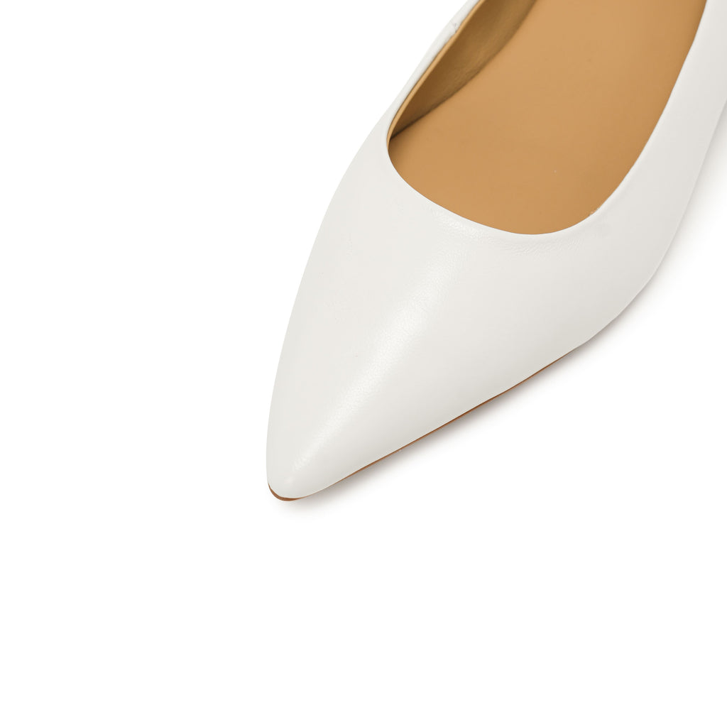 Pointed-Toe Block Heel Pumps - White