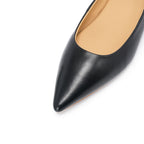 Pointed-Toe Block Heel Pumps - Black