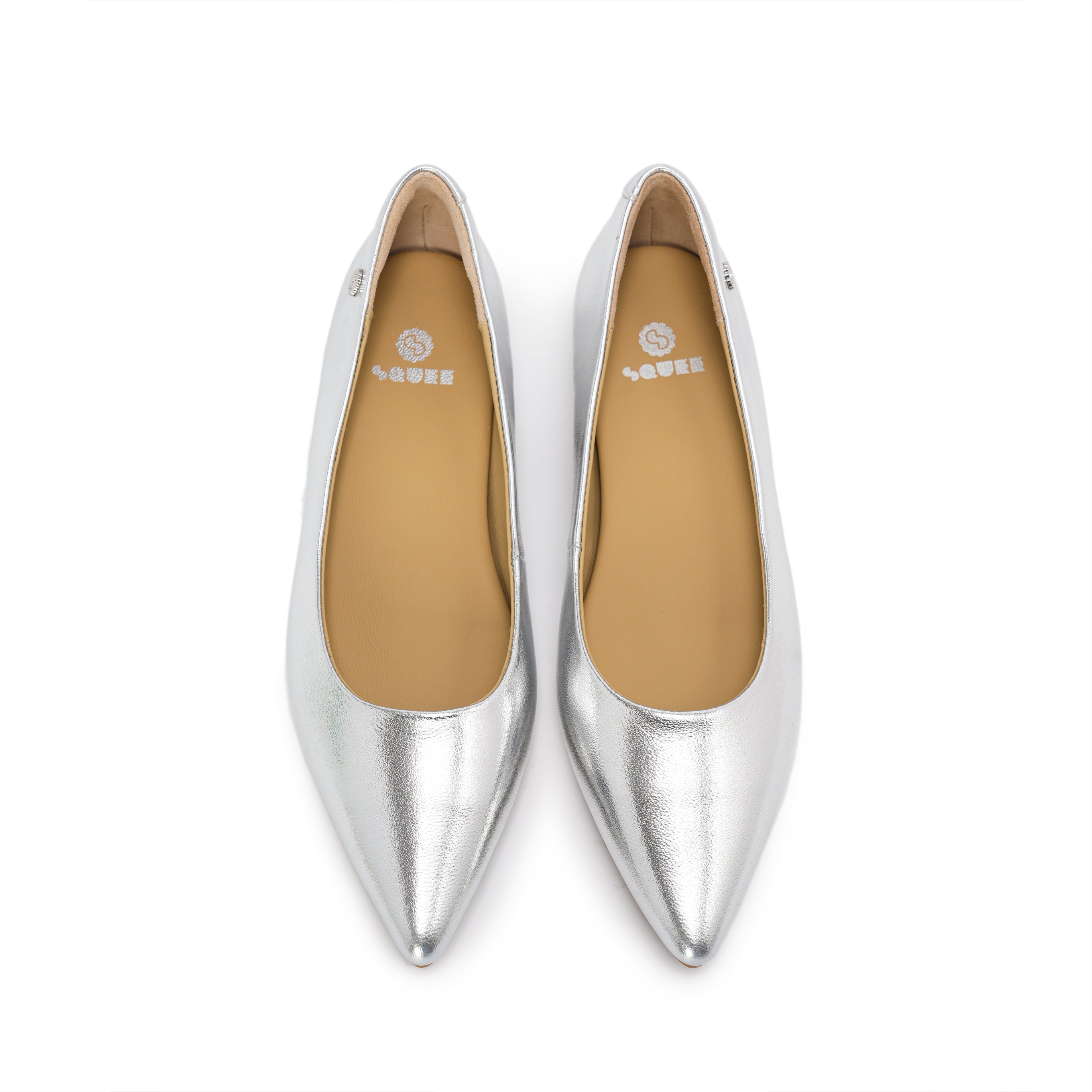 Pointed-Toe Block Heel Pumps - Silver