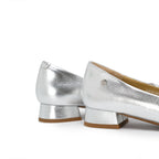 Pointed-Toe Block Heel Pumps - Silver