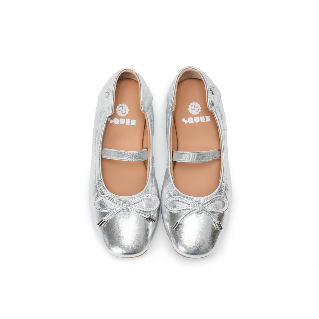 Kids Ballet Flats - Silver