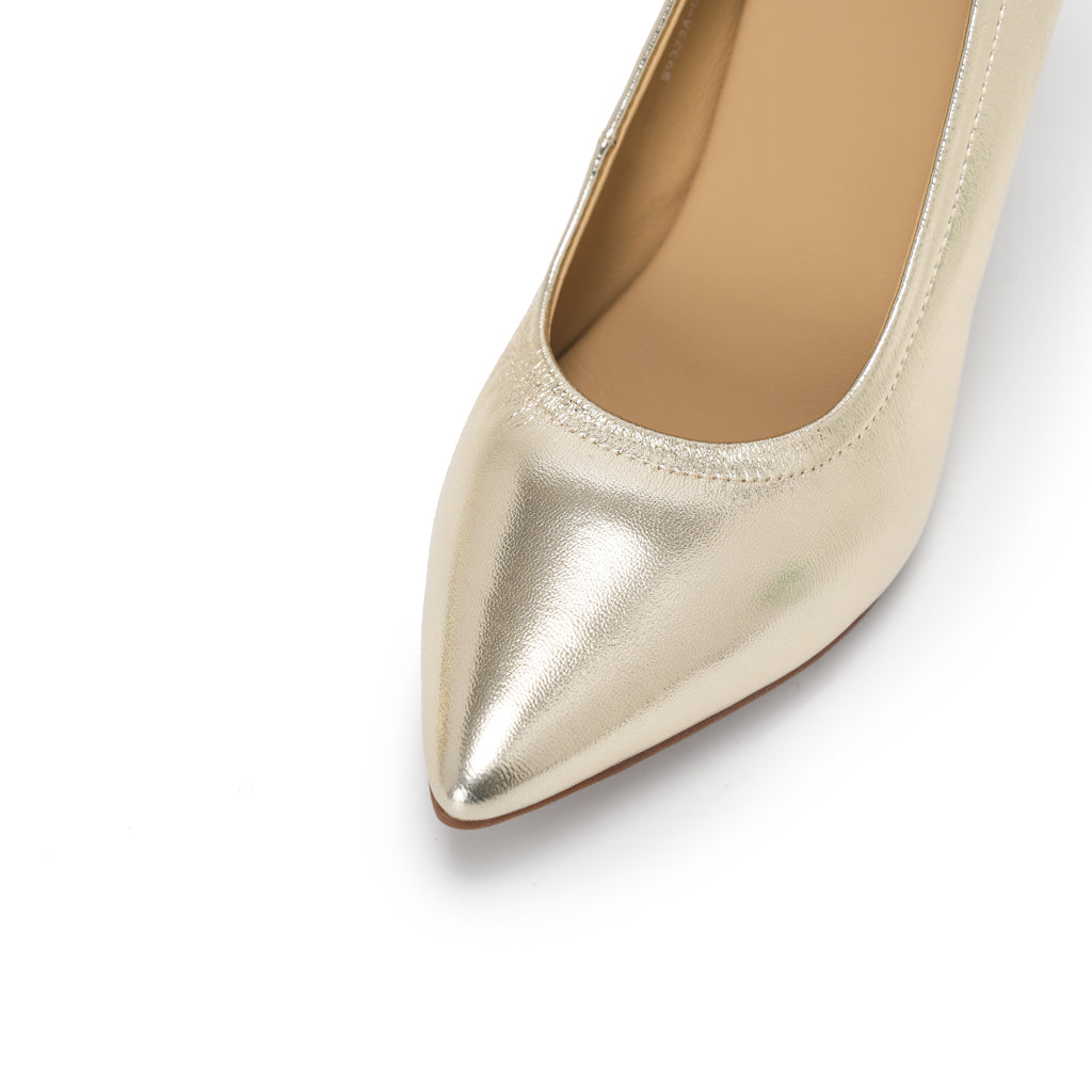 Pointed-Toe Stiletto Pumps - Gold