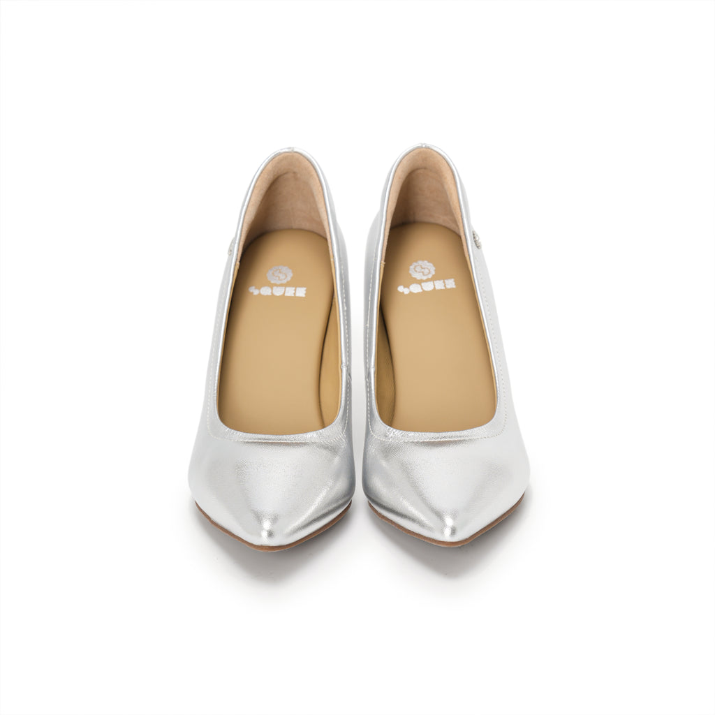 Pointed-Toe Stiletto Pumps - Silver