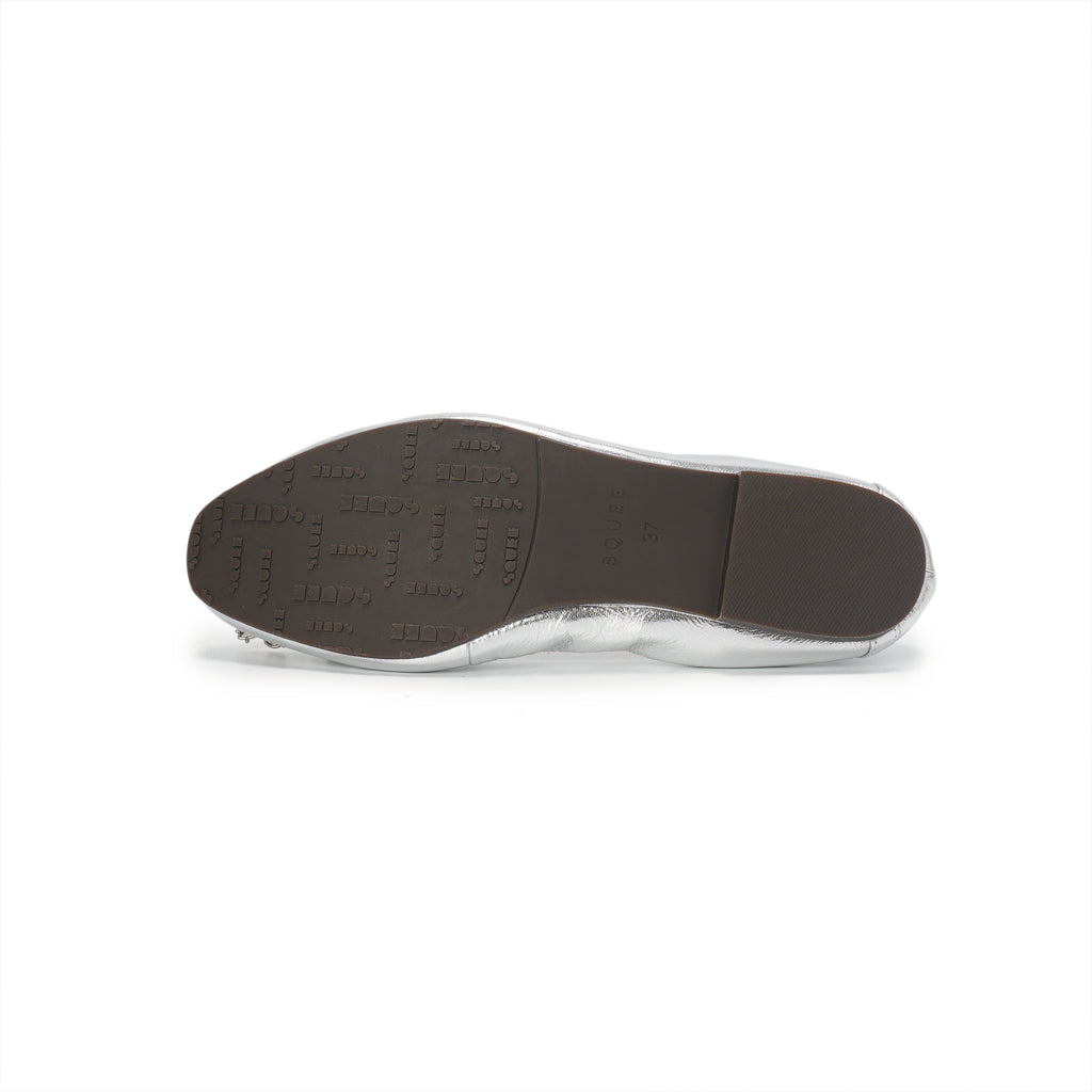 Bling Buckle Ballet Flats - Silver