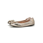 Bling Buckle Ballet Flats - Champagne