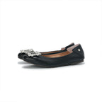 Bling Buckle Ballet Flats - Black