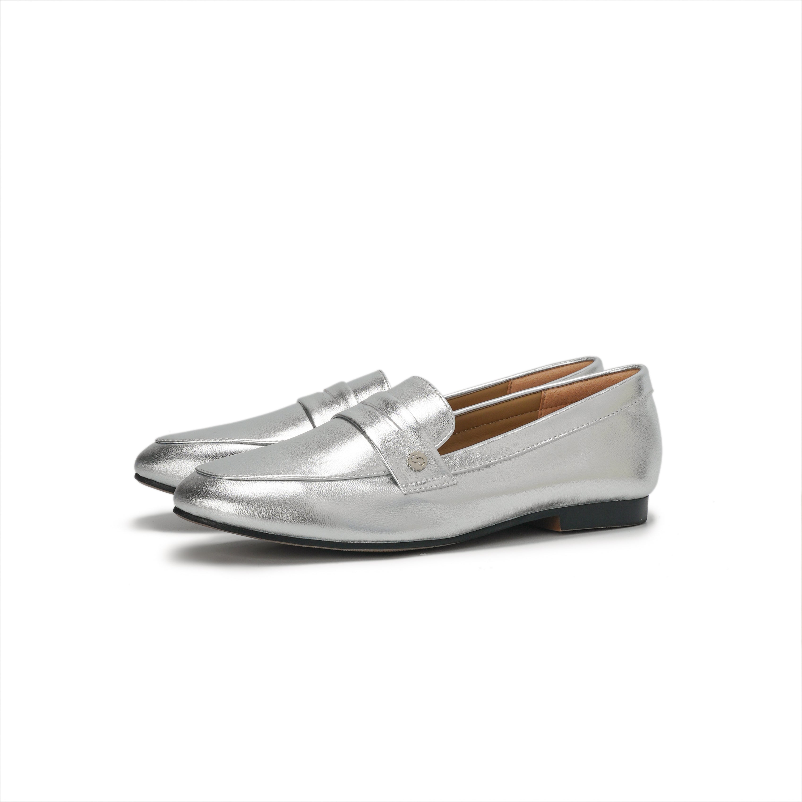 Almond-Toe Penny Loafers - Silver