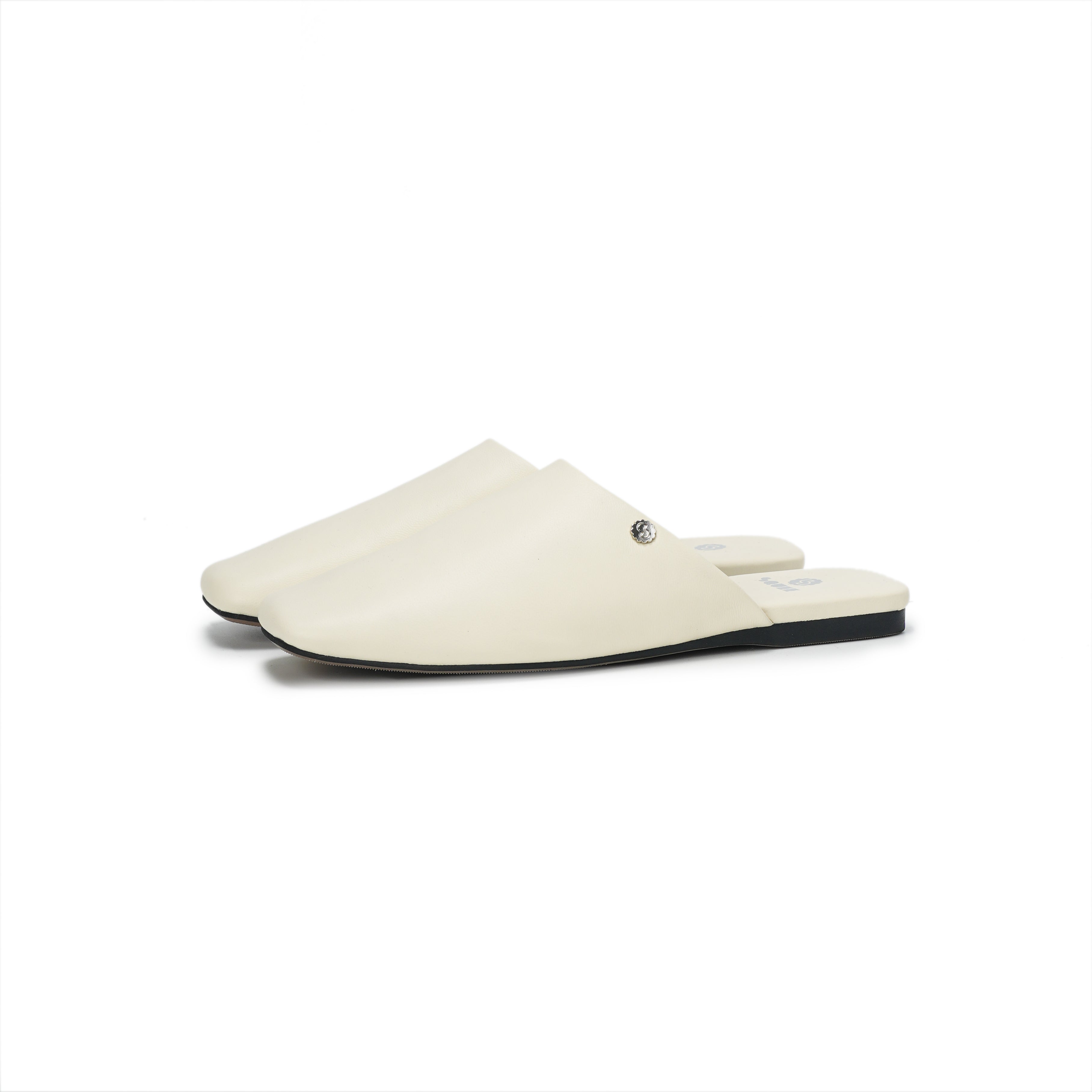 Square-Toe Slip On Mules - Ivory