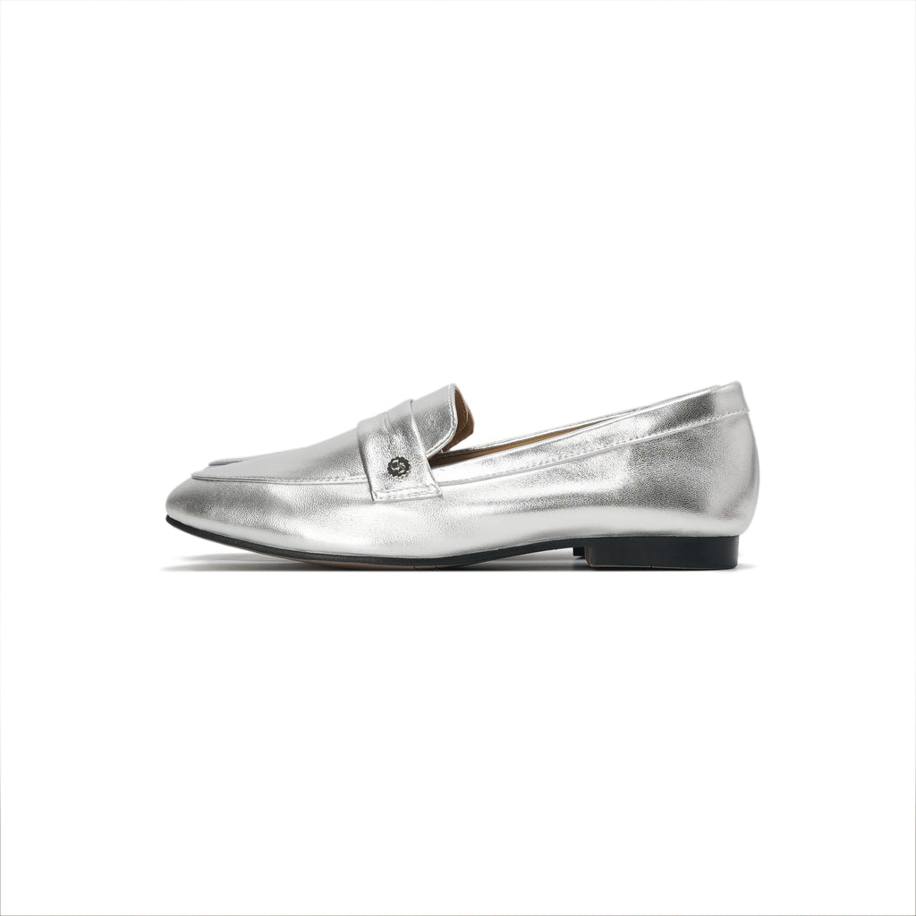 Almond-Toe Penny Loafers - Silver