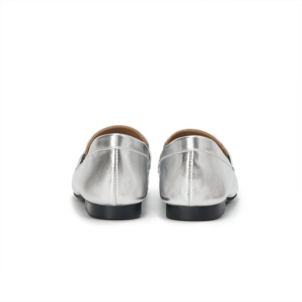 Almond-Toe Penny Loafers - Silver