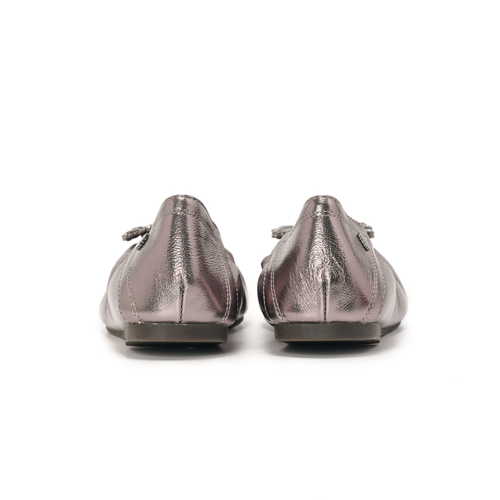Bling Buckle Ballet Flats - Gun Metal