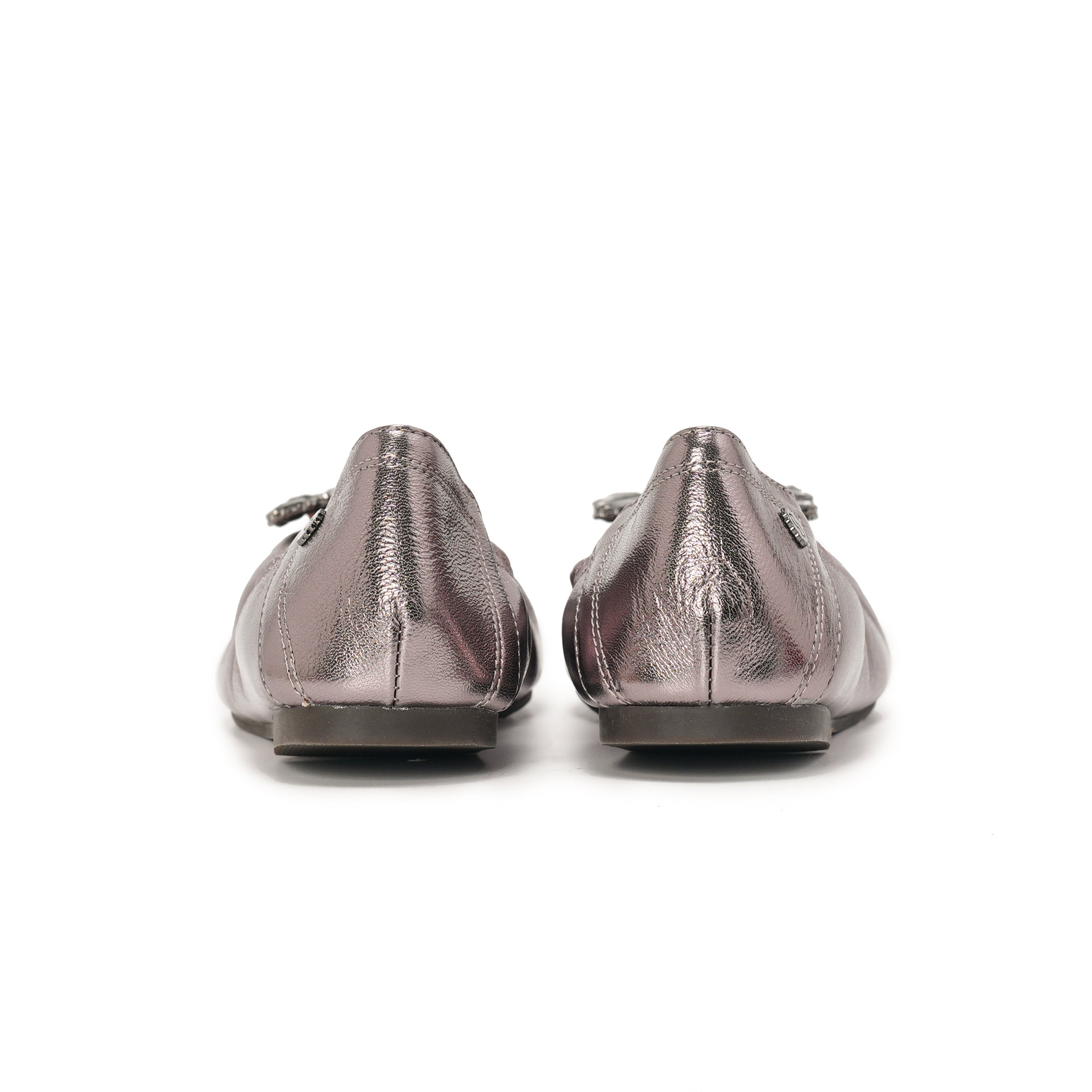 Bling Buckle Ballet Flats - Gun Metal