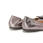 Bling Buckle Ballet Flats - Gun Metal