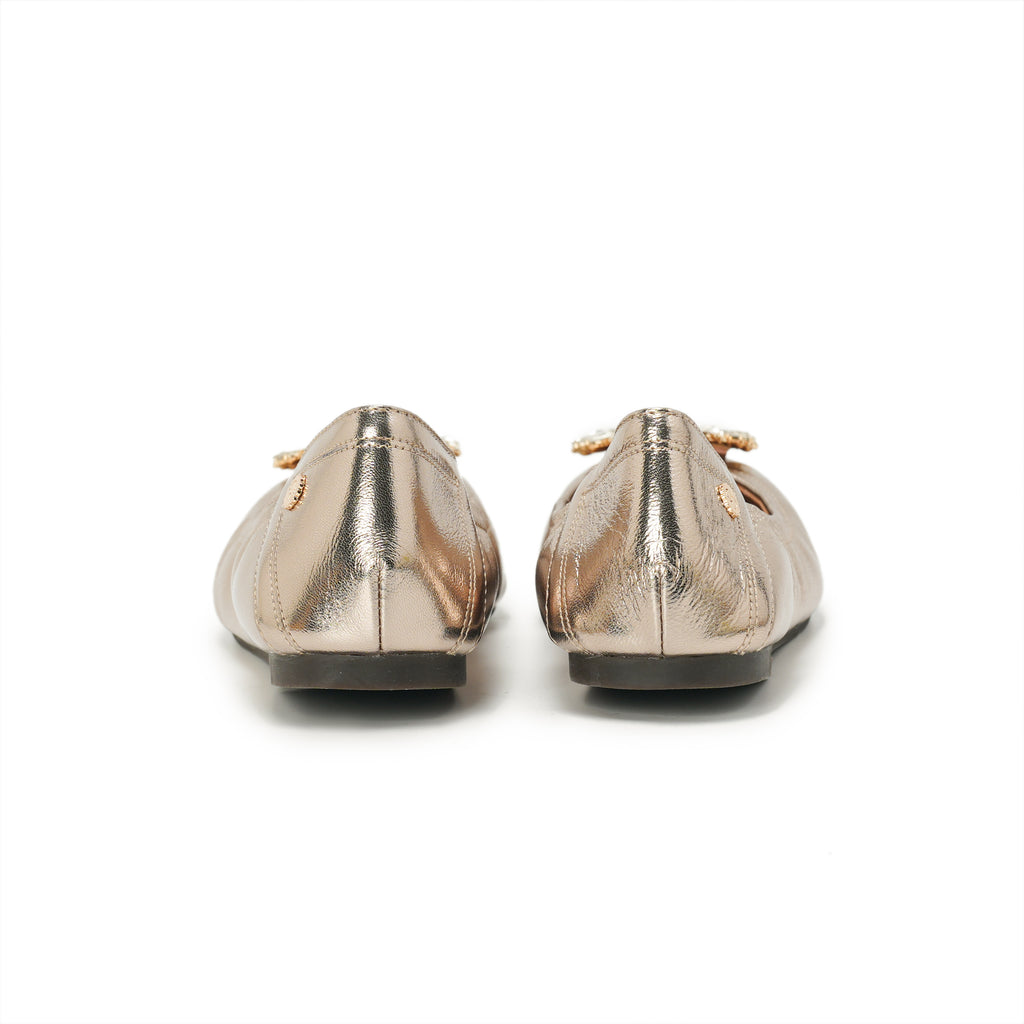 Bling Buckle Ballet Flats - Champagne