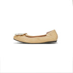 Bling Buckle Ballet Flats - Nude