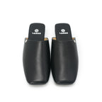 Square-Toe Slip On Mules - Black