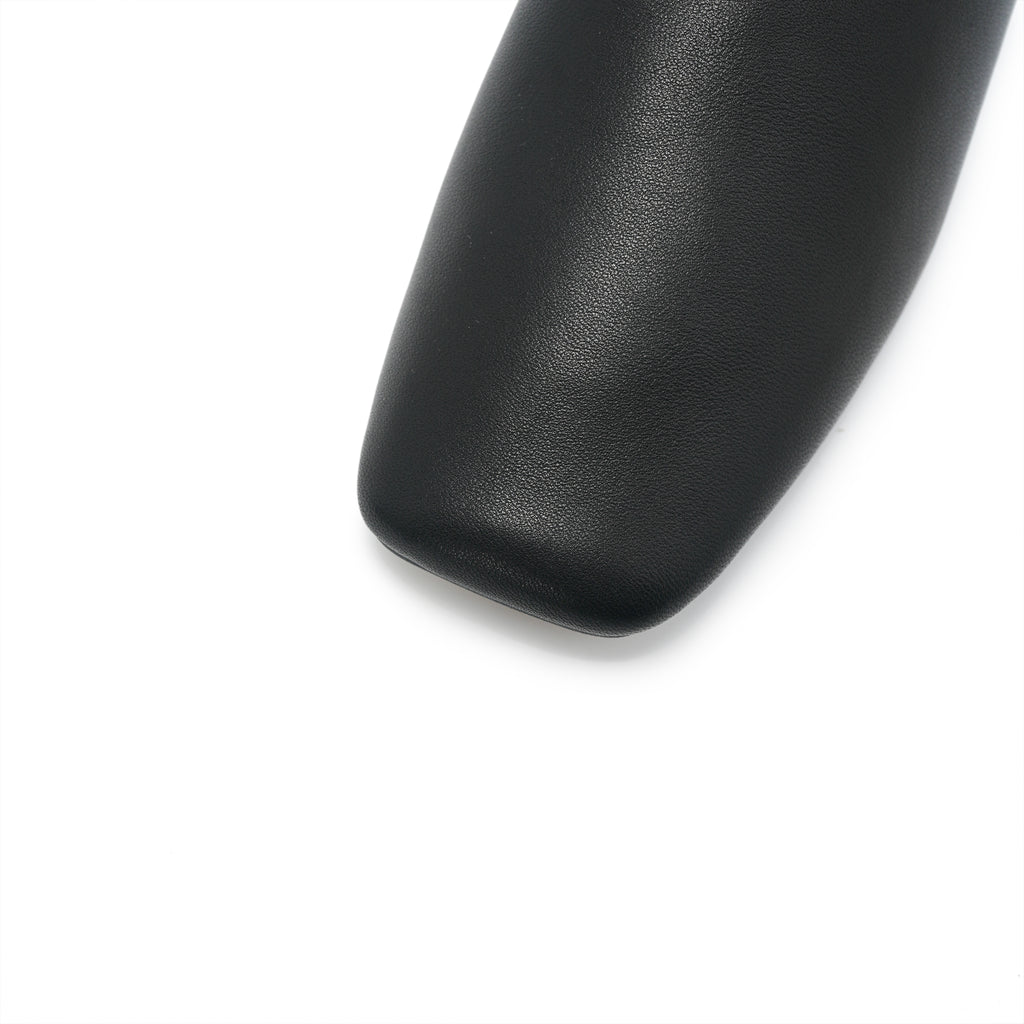 Square-Toe Slip On Mules - Black