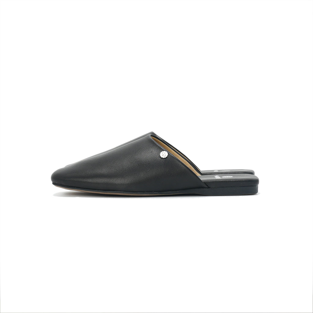 Square-Toe Slip On Mules - Black