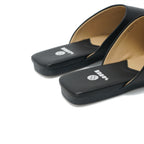Square-Toe Slip On Mules - Black