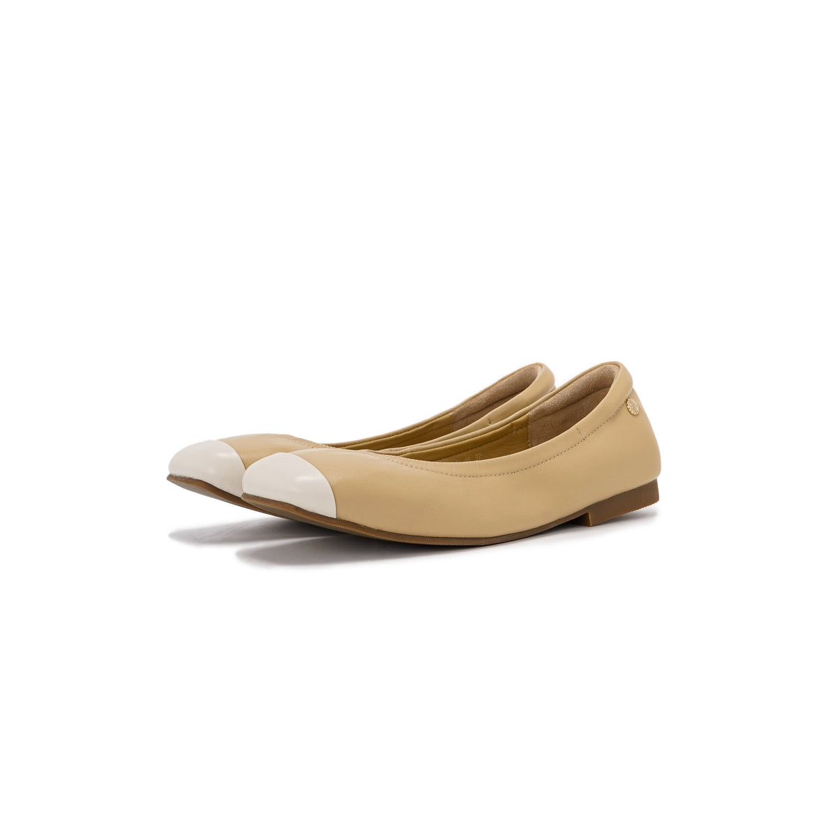 Duo Tone Square-Toe Flats - Nude