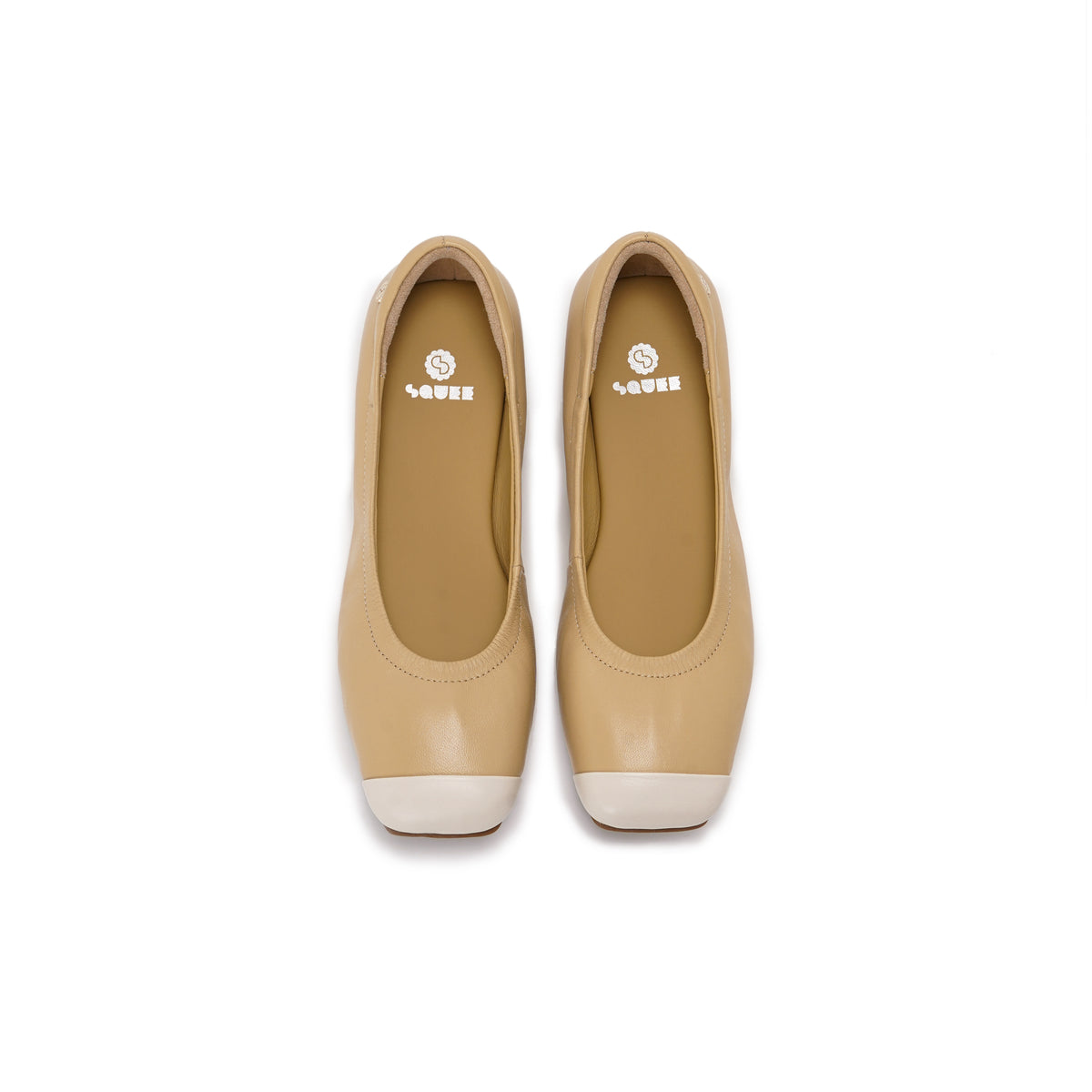 Duo Tone Square-Toe Flats - Nude