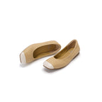 Duo Tone Square-Toe Flats - Nude